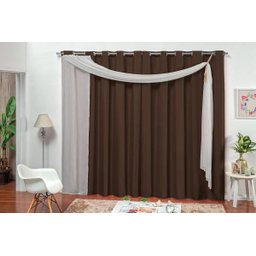 Cortina Romana Microfibra Com Voil Para Varão de 3m Tabaco - 1