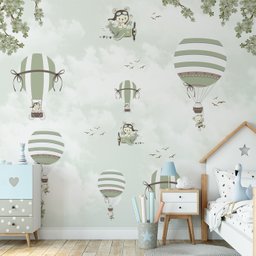 Papel de parede infantil balão verde quarto de bebê M² PP18 - 3