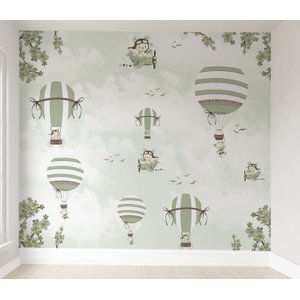 Papel de parede infantil balão verde quarto de bebê M² PP18
