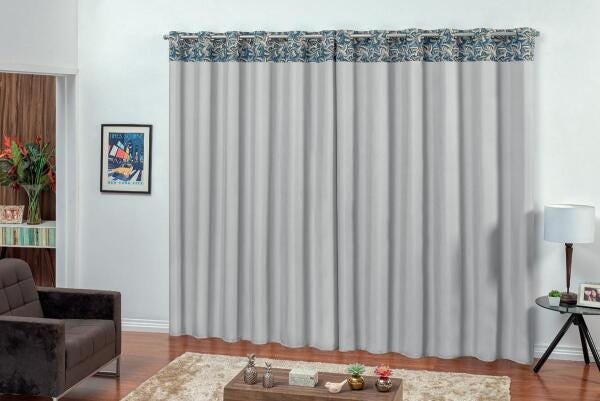 Cortina Santorini Microfibra Com Jacquard Para Varão de 2m Cinza - 1