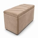 Ver imagem 2 de Calcadeira Recamier Baú Estofada 100cm para Cama Solteiro Suede Capuccino