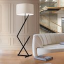 Ver imagem 1 de Luminária Abajur de Chão Bali Cúpula Palha e Pé de Aço Preto