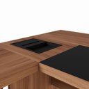 Ver imagem 2 de Mesa Executiva em L Diretor F5 Office Moderno sem Gavetas Nogal com Preto