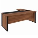 Ver imagem 4 de Mesa Executiva em L Diretor F5 Office Moderno sem Gavetas Nogal com Preto