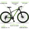 Bicicleta TSW Hunter Aro 29 Câmbio Shimano 21v Freio a Disco - Preto+Verde - 17 - 5