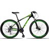 Bicicleta Aro 29 TSW Hunter 24V Shimano Freio Hidráulico com Trava - Preto+Verde - 17 - 1