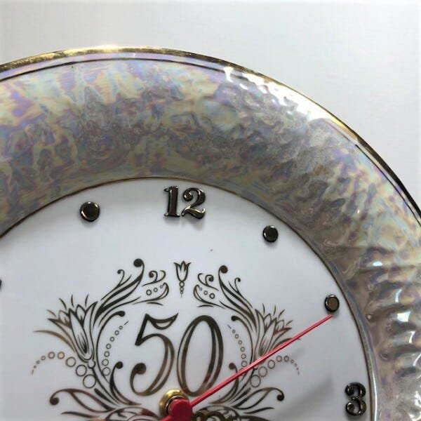 Relógio relevo Bodas de ouro 50 anos de casamento - 4