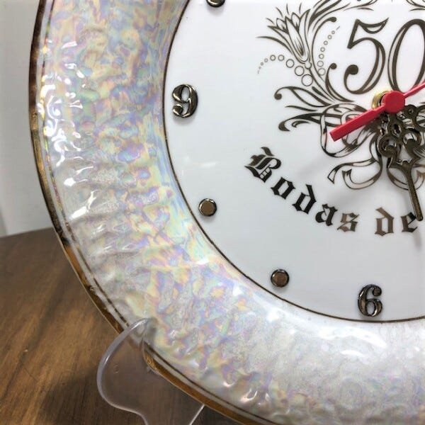 Relógio relevo Bodas de ouro 50 anos de casamento - 5