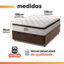 Ver imagem 3 de Cama Box Baú Casal Colchão Molas Pocket Ensacadas Tower 138x188x75cm Branco / Marrom Gazin