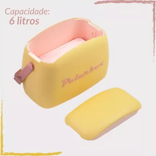 Caixa Polarbox Térmica Camping Retro Vintage 6 Litros Amarelo com Rosa - 2
