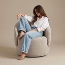 Ver imagem 5 de Poltrona Saara Decorativa Orgânica Bouclê Confortável Bege Desk Design