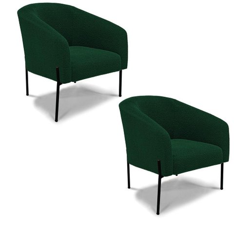 Cadeira Sala de Jantar Pé de Ferro Preto Kit 2 Stella Bouclê D03 - D'Rossi Cor Verde