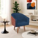 Ver imagem 1 de Poltrona Jade Decorativa Moderna Sala de Estar Quarto Escritório Conforto Corano Nozes e Suede Pés P