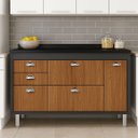 Ver imagem 2 de Gabinete de Cozinha 114cm 2 Portas 3 Gaveta Armário 100% MDF:Cinza/Freijó