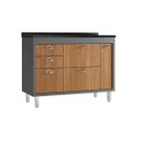 Ver imagem 1 de Gabinete de Cozinha 114cm 2 Portas 3 Gaveta Armário 100% MDF:Cinza/Freijó