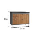 Ver mais imagens de Gabinete de Cozinha 114cm 2 Portas 3 Gaveta Armário 100% MDF:Cinza/Freijó