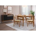 Ver imagem 1 de Conjunto Sala de Jantar com Mesa e 4 Cadeiras Madeira Maciça Viena Amêndoa