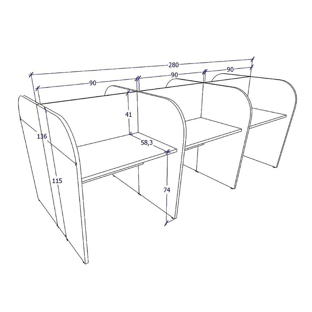 Mesa de Trabalho Atendimento para 6 Pessoas 2,80m Nogal F5 Cor:nogal com Preto - 2