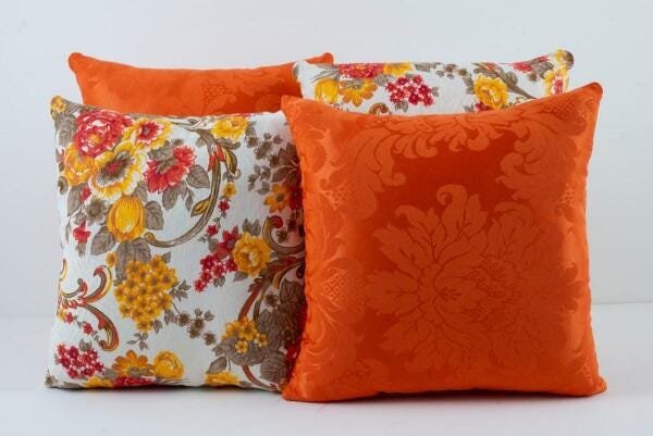 Kit Capas Almofadas Decorativa Jacquard 4 Peças Laranja - 1