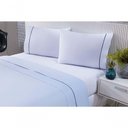 Ver mais imagens de Jogo de Cama 100% Algodão Percal 150 Fios Solteiro Gran Moratta 3 Peças - Branco e Azul
