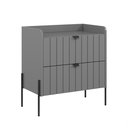 Ver imagem 3 de Mesa de Cabeceira Moderna com Gaveta Moriah 60cm Cinza com Pes Preto