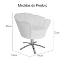 Ver imagem 4 de Poltrona Estofada Com Base Giratória de Metal Pétala Suede Branco - LM DECOR