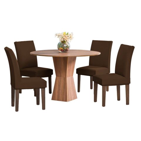 kit capa para cadeira de jantar 4 lugares marron