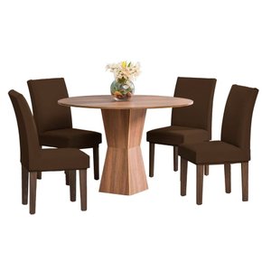 kit capa para cadeira de jantar 4 lugares marron