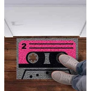 Tapete Capacho Fita Cassete Retro 60x40cm - Pink