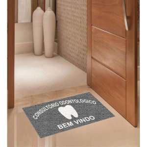 Tapete Capacho Personalizado Consultório Odontológico 75x40 Cm Cinza