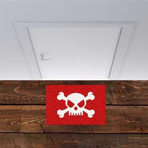 Tapete Capacho Caveira 60x40cm - Vermelho - Branco - 2