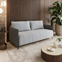 Ver imagem 1 de Sofá Living 3 Lugares 2,00m Pés de Ferro Jady Linho Inox/Chumbo - Casa Giulia