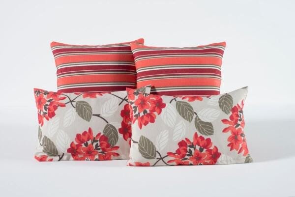 Capas Almofádas para Decoração Sala e Sofá 4 Unidades com Ziper Branca e Rosa - 1