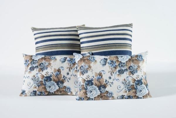 Capas Almofádas para Decoração Sala e Sofá 4 Unidades com Ziper Azul - 1