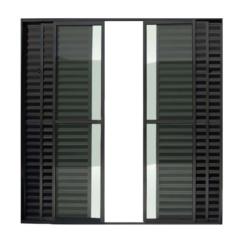 Porta Balcão de Correr com Veneziana de Alumínio Preto 6 Folhas Cmc Classic - 2.10 (A) X 1.50 (L)