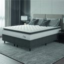 Ver imagem 1 de Cama Box Colchão Casal Queen Molas Ensacadas City Pillow Top 158x188x61cm Hellen Branco / Cinza - Su