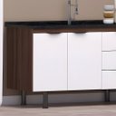 Ver imagem 2 de Gabinete Cozinha 100% MDF 2 Portas e 3 Gavetas Armário 174cm: Rustico/Branco