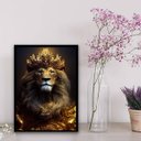 Ver imagem 1 de Quadro Decorativo Leão Rei 24x18cm:Madeira branca