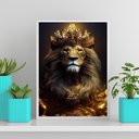 Ver imagem 2 de Quadro Decorativo Leão Rei 24x18cm:Madeira branca