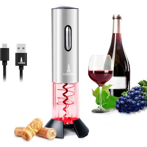 Abridor Vinho Saca Rolha Elétrico Bateria Recarregável Lorben