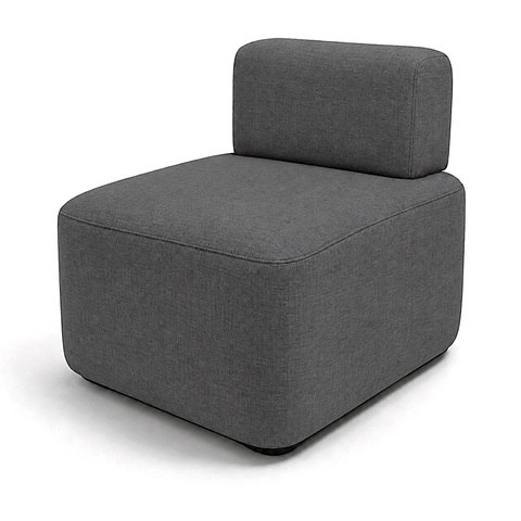 Poltrona Cubo Decorativa para Sala de Estar Linho:Linho Cinza Chumbo