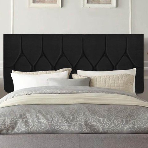 Painel Estofada Istambul Botão Capitonê 140cm Casal para Cama Box Quarto Corino Preto - Gat
