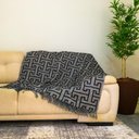 Ver imagem 2 de Xale Manta Para Sofá E Poltrona Luxo 2 Lugares Estampada Creta Preto