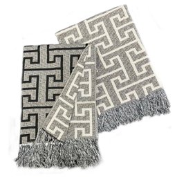 Xale Manta Para Sofá E Poltrona Luxo 2 Lugares Estampada Creta Preto - 1