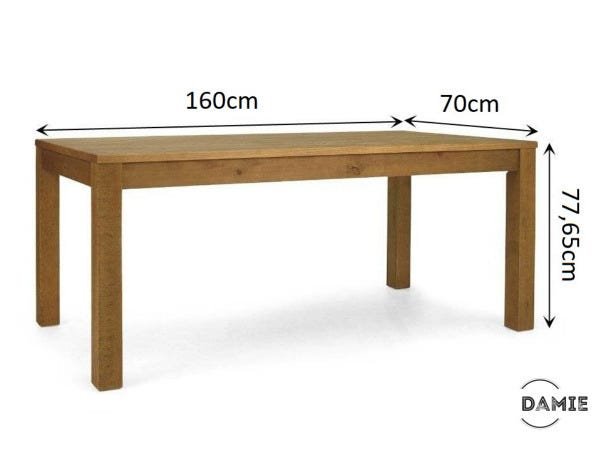 Mesa de Jantar Orto Madeira Maciça Cor Oregon 160x70 - 6