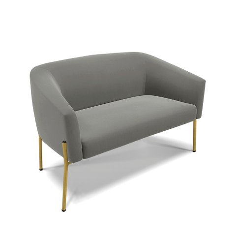 Sofá Namoradeira 2 Lugares Pé de Ferro Dourado Stella Suede Grafite D03 - D'Rossi