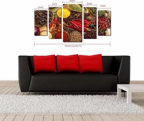 Quadro Decorativo Paisagem Pimenta 5 Peças Para Sala - 2