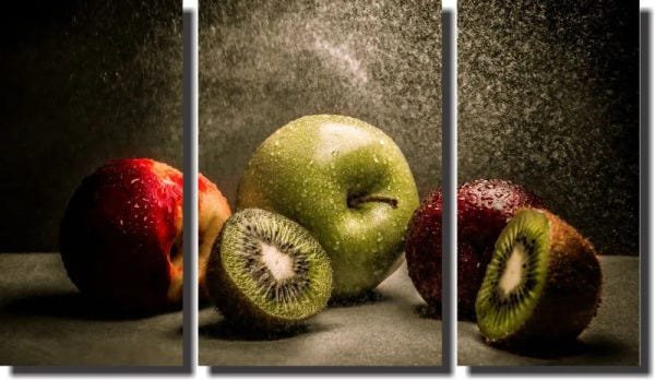 Quadro Decorativo Frutas 3 Peças Para Sala E Cozinha - 1