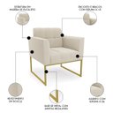 Ver imagem 3 de Namoradeira e Poltrona Industrial Dourado Ana Bouclé Bege - Ibiza