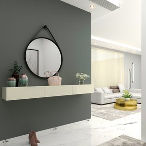 Aparador Nicho Sala Suspenso 3 Gavetas 202 Nobre Off White - Gelius